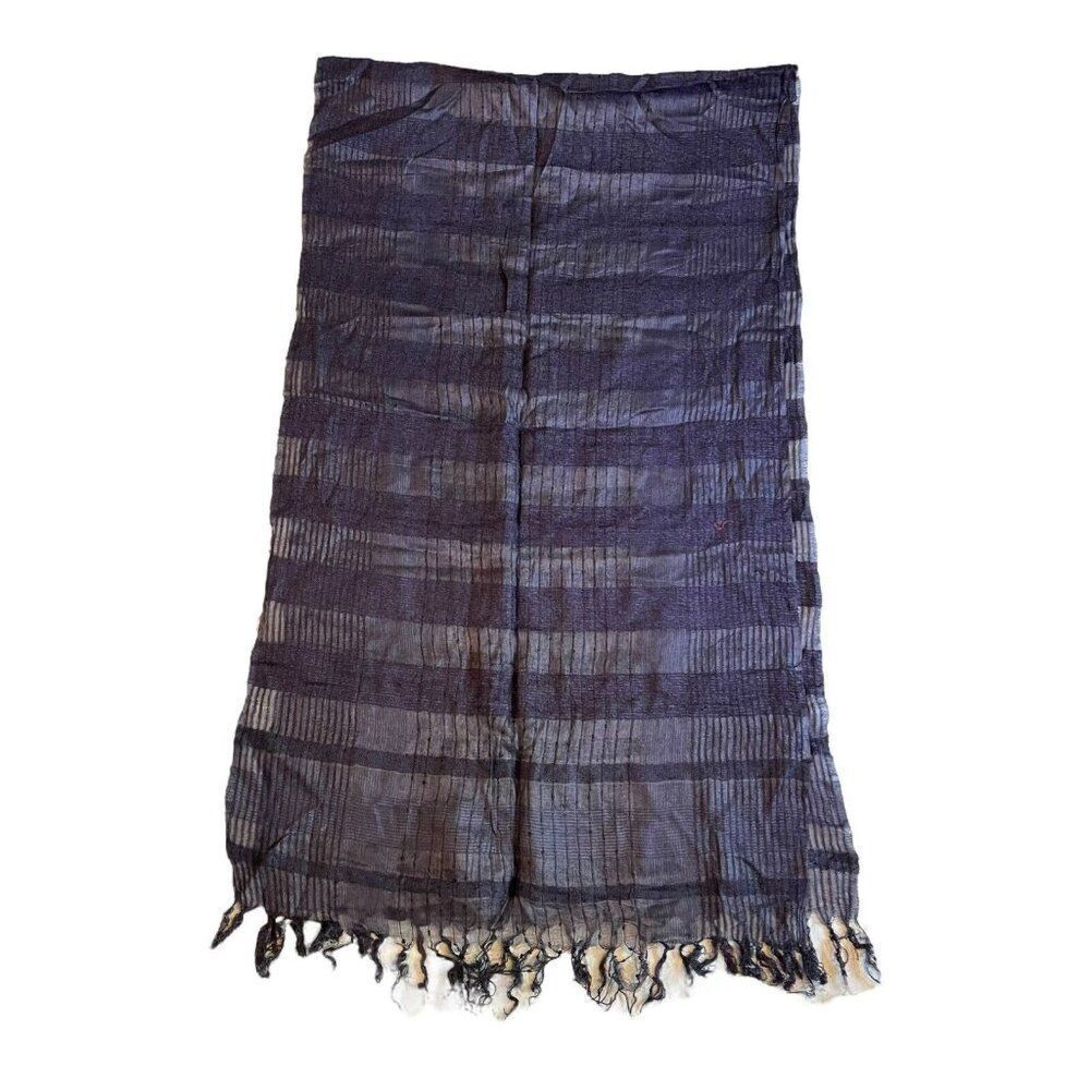 Accessory Street Blue Sheer Striped Woven Scarf Shawl Wrap Knitted 20.25x72